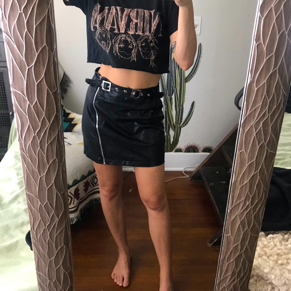 Leather mini skirt